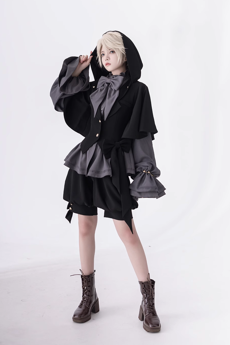 Black Retro Cute Cool Ouji Fashion Lolita Hooded Jacket