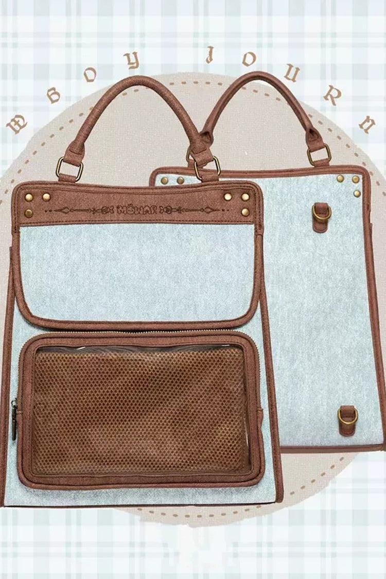 Blau/Brauner Lolita Vintage Casual Daily Multiway Schulterrucksack Ita Bag