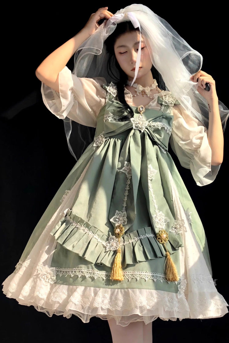 中国風の虹の妖精エレガントな甘いロリータ JSK ドレス 3 色