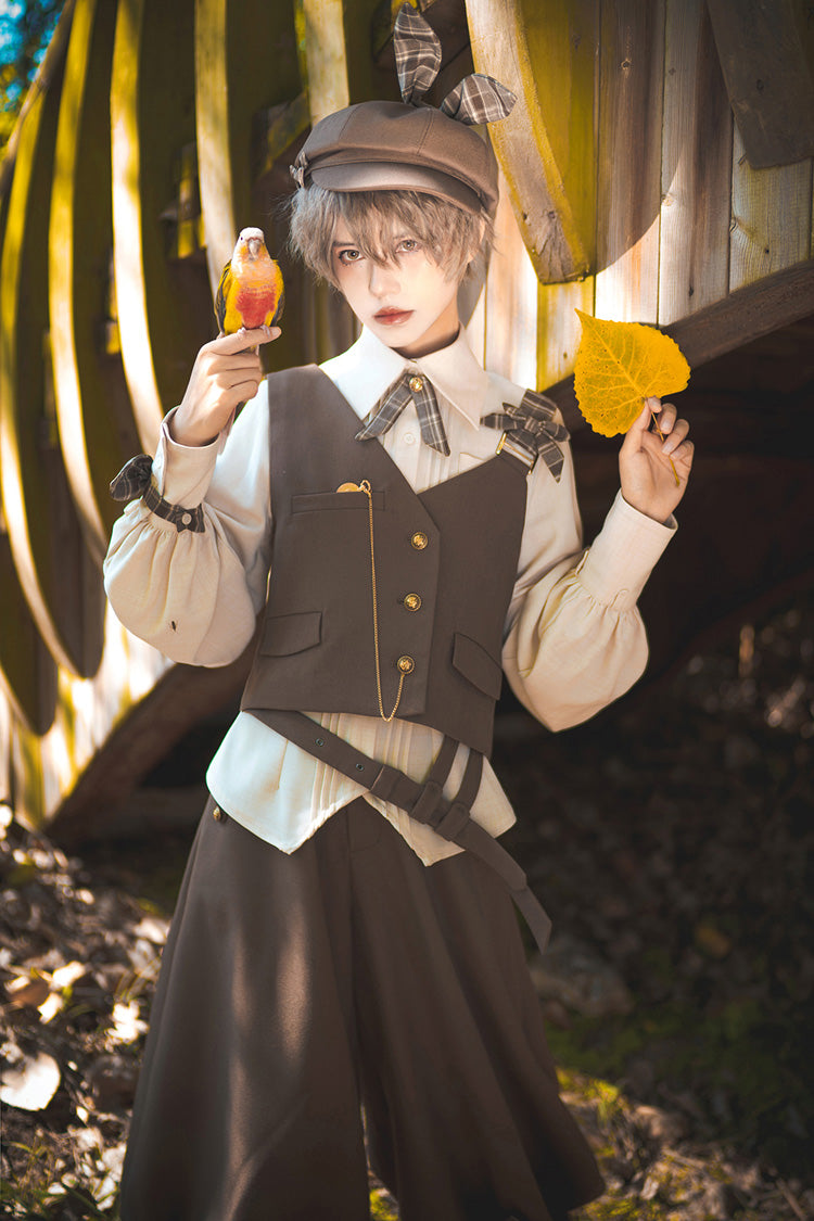 Coffee Brown Cute and Handsome Secret Morning Post Series Ouji Lolita Set
