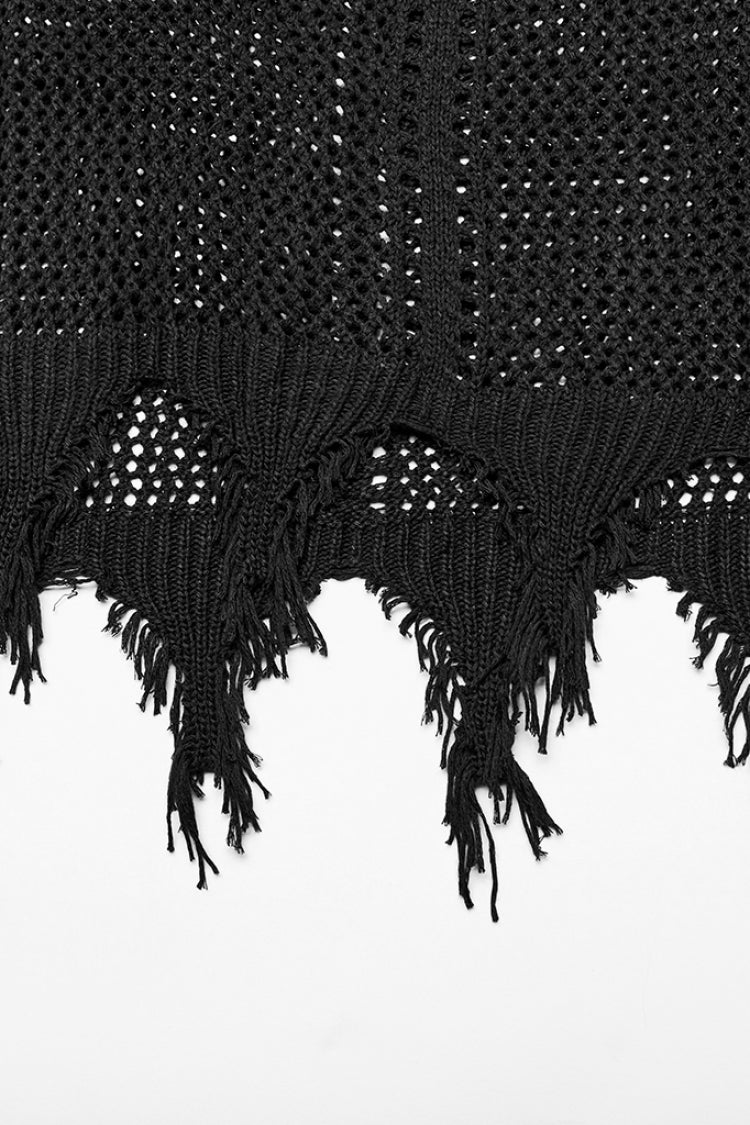 Black V Collar Sleeveless Plunging Mesh Women's Gothic Dress