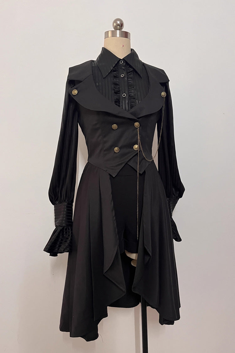 Black [Moonstone] Sleeveless Ruffle Ouji Gothic Prince Lolita Long Vest