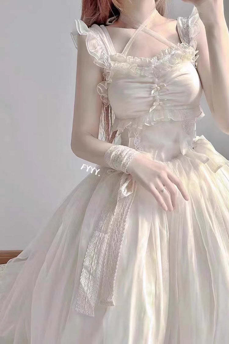 Spring Confession Ruffle Bowknot Mesh Sweet Lolita Jsk Dress (Long and Short Version) 2 Colors