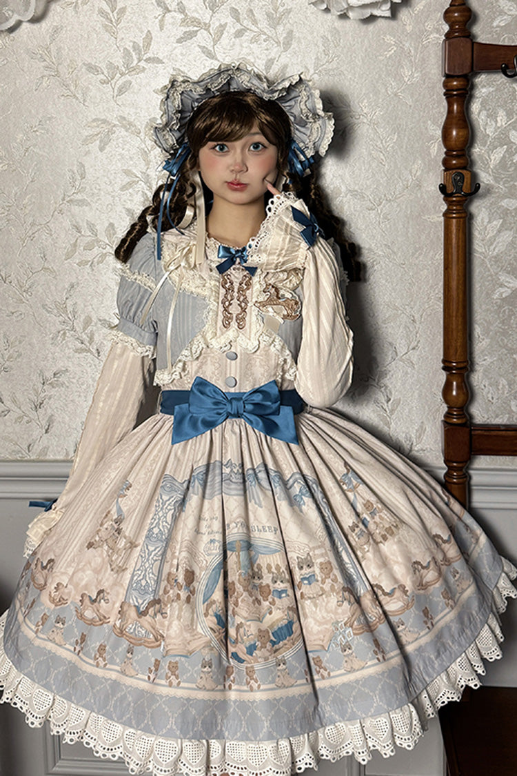 Sea Salt Fairy Tale Doll Short Sleeves Print Ruffle Bowknot Sweet Lolita Dress 2 Colors