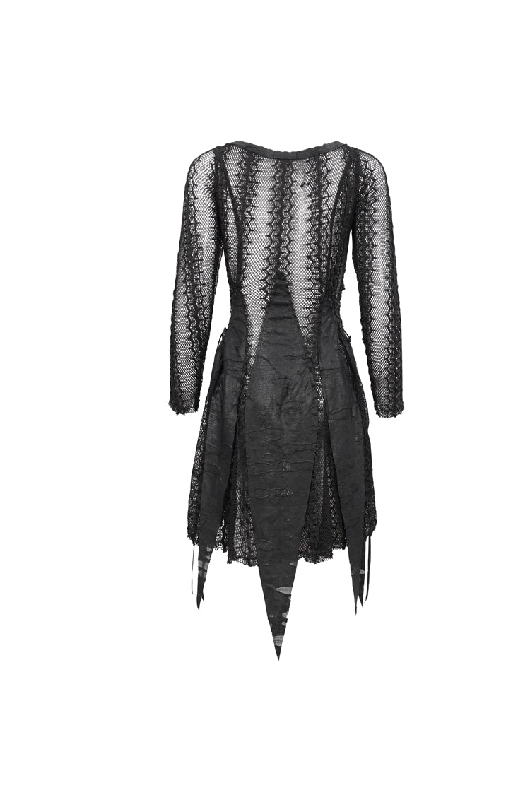 Black Forest Witch Short Irregular Ripped Mesh Women's Gothic Dress