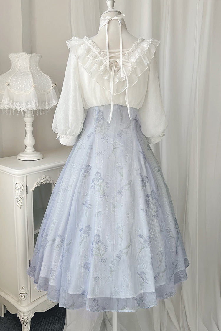White Elegant and Sweet Stitching Iris Dream Lolita Dress