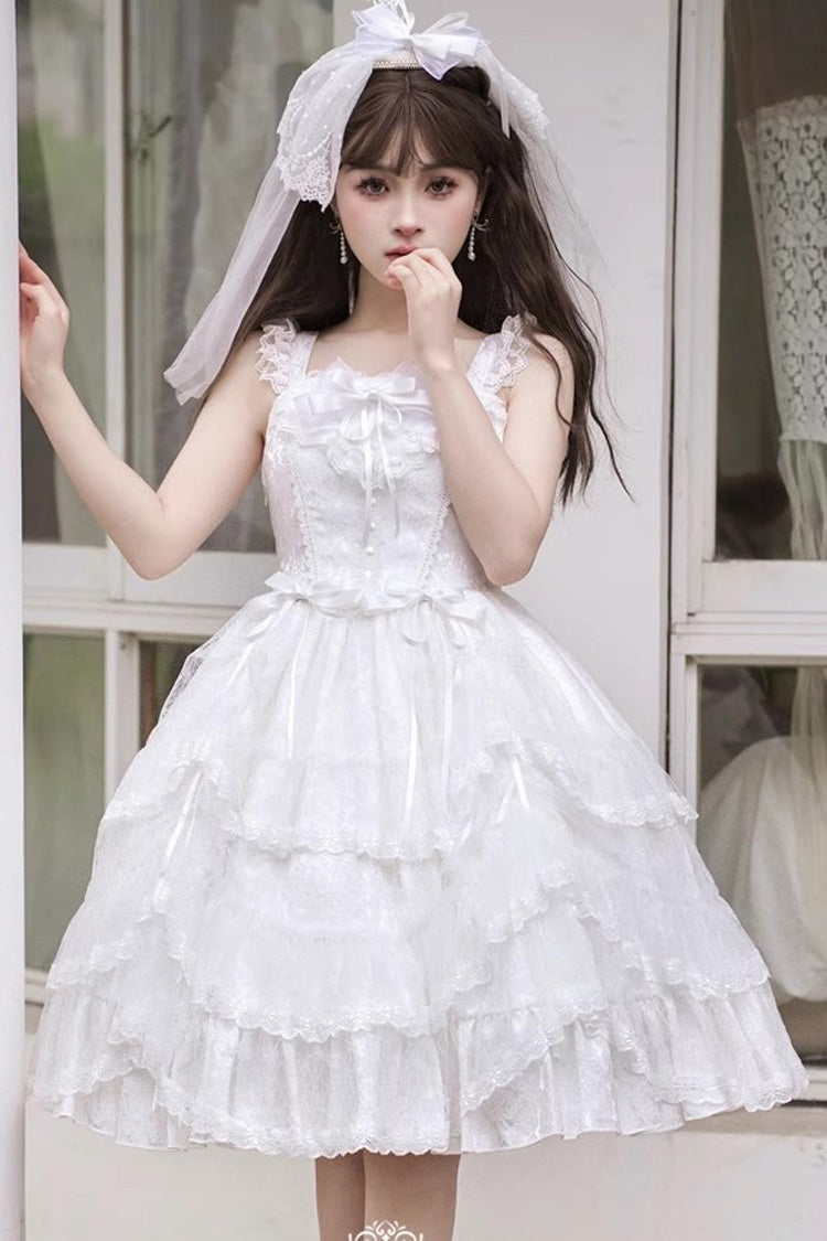 Iris Love Multi-layer Jacquard Bowknot Sweet Elegant Princess Lolita Jsk Dress 2 Colors