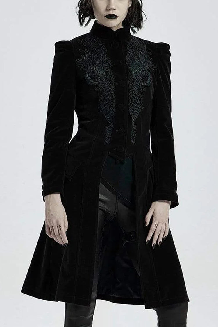Victorian Stand Collar Long Sleeves Floral Womens Gothic Coat 2 Colors