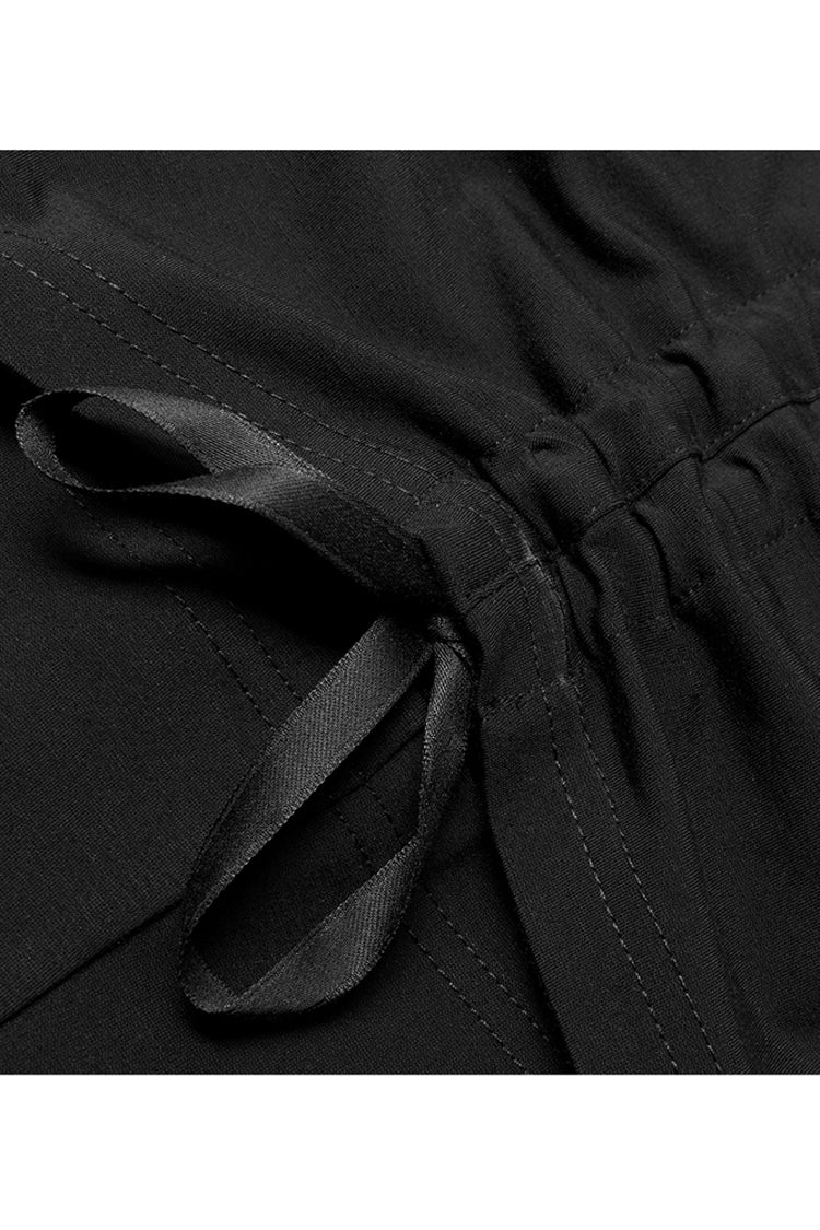Black Side Open Drawstring Design Sexy Elastic Women's Punk Flared Pants