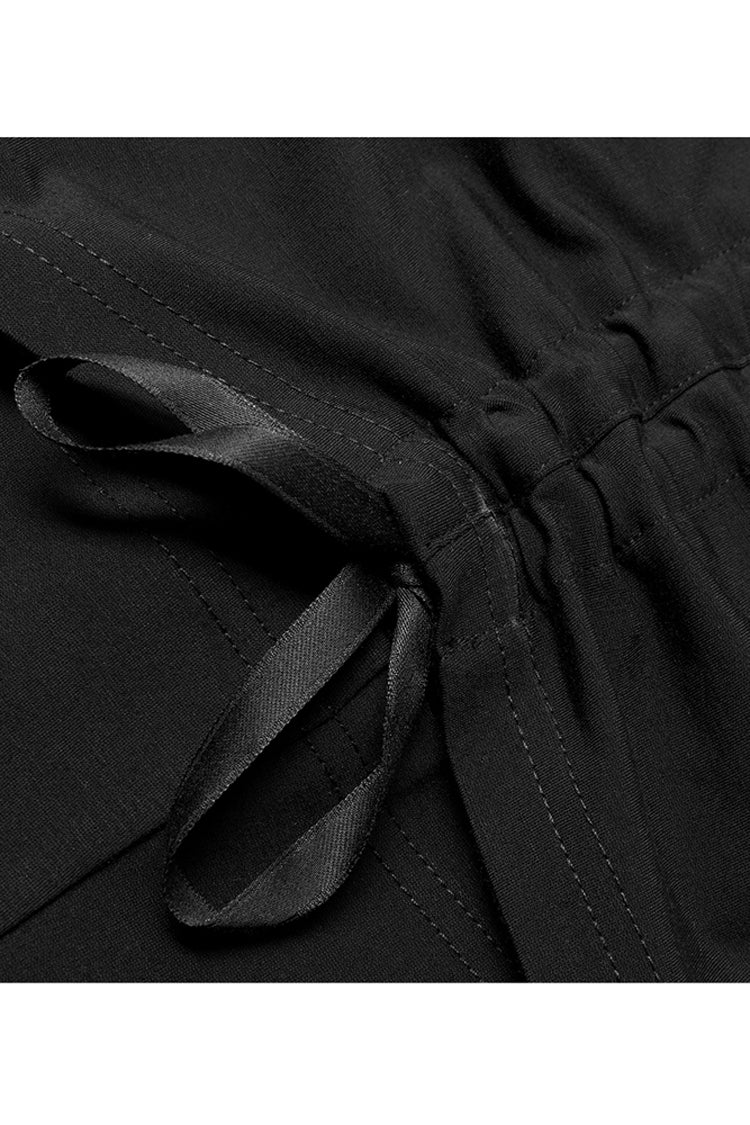 黒のサイド オープン巾着デザインのセクシーな弾性女性のパンク フレア パンツ