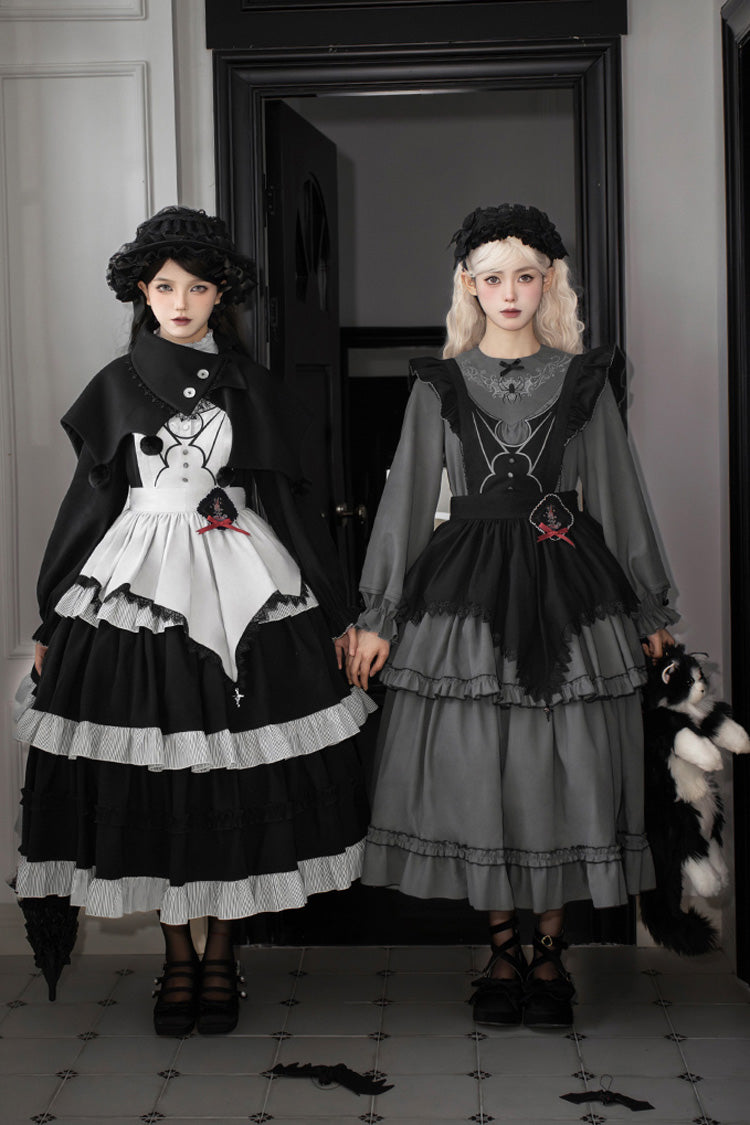 [Castle Night] Long Sleeves Ruffle Embroidery Gothic Lolita Dress 2 Colors