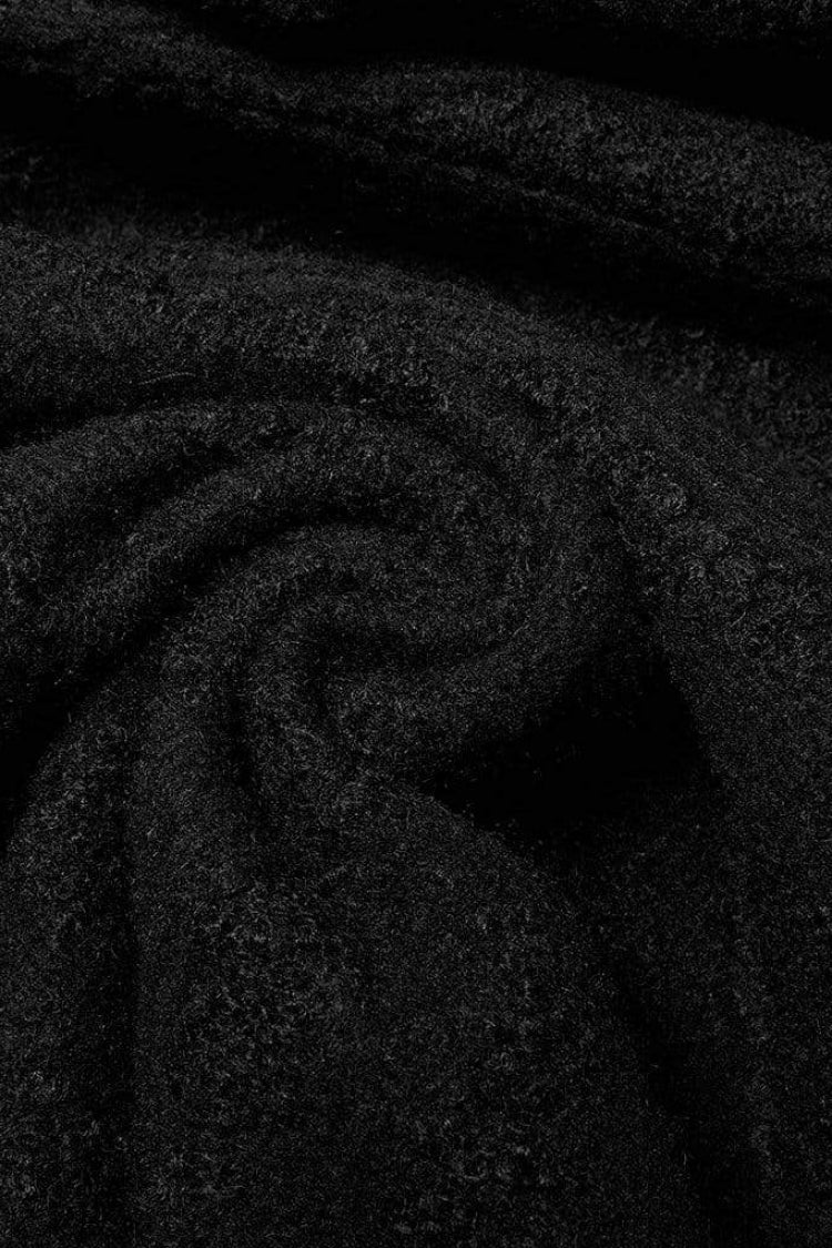 黒の毛皮の襟毛皮ボール装飾長袖ローズボタンレディースゴシックコート取り外し可能な襟付き