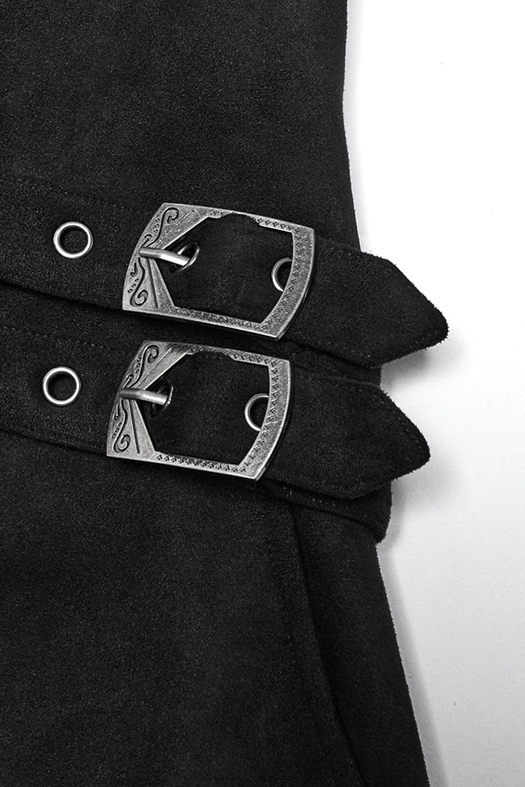 Schwarze Gothic-Jacke für Herren mit langen Ärmeln und Ösen