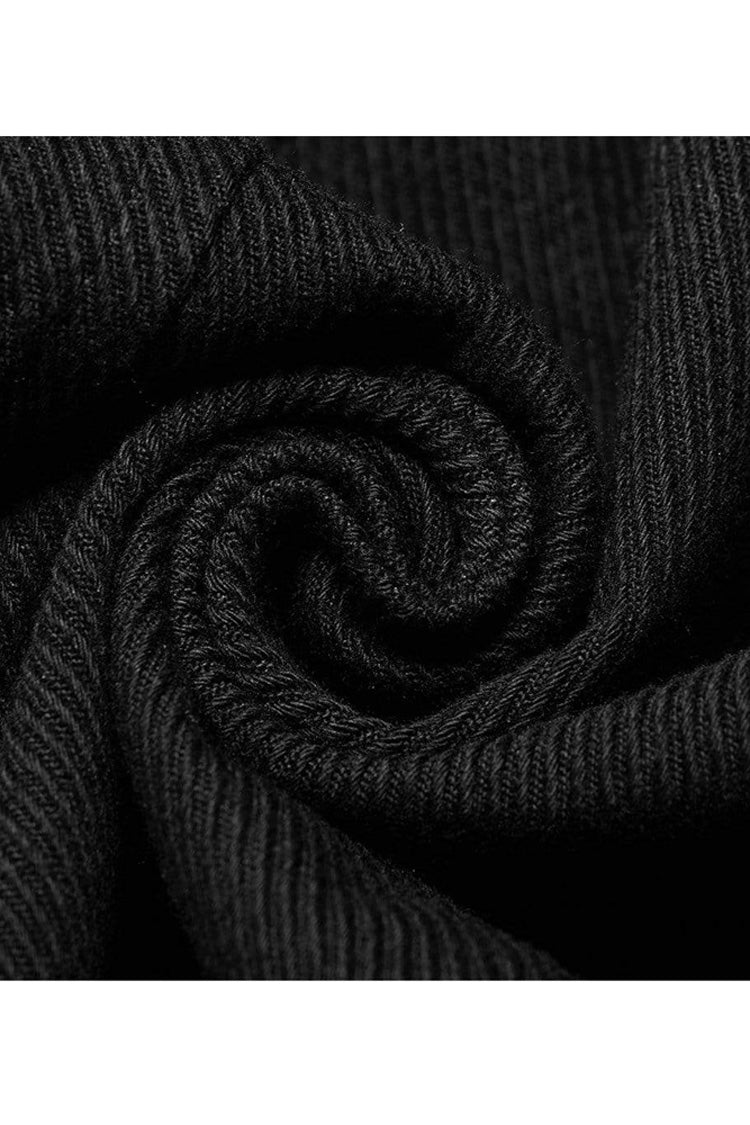 Black Punk Elastic Twill Fabric Featured Flap Pocket Metal Accessories Sleeveless Men's Vest