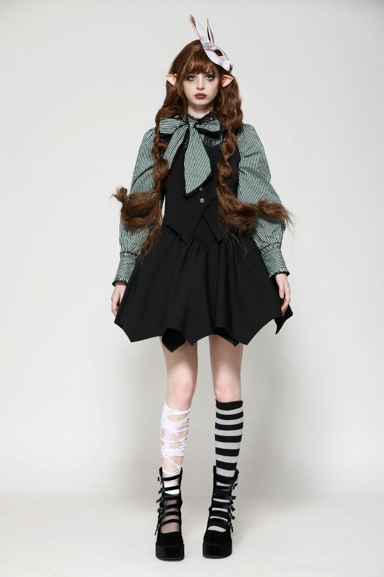 Schwarze Schnür-Knöpfe hinten, Fledermausflügel, Damen-Gothic-Weste