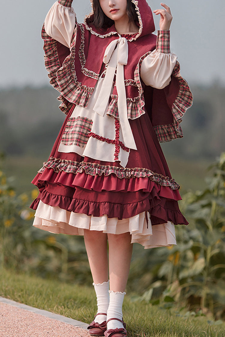 Little Red Riding Hood Long Sleeves Ruffle Sweet Lolita Dress