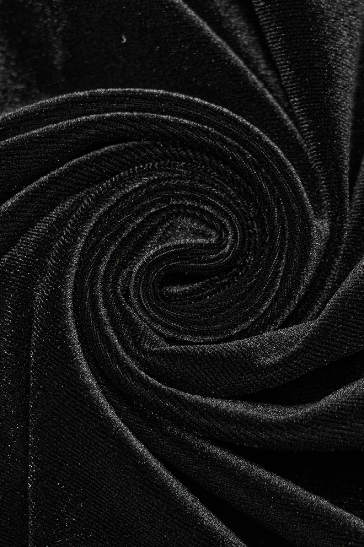 Black Ruffle Rose Embroidery Lace-Up Women's Gothic Fishtailed Skirt