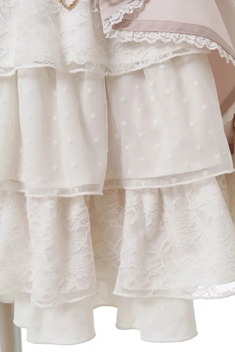 Pink Japanese High Waisted Multi-Layered Lace Sweet Jirai Kei Skirt