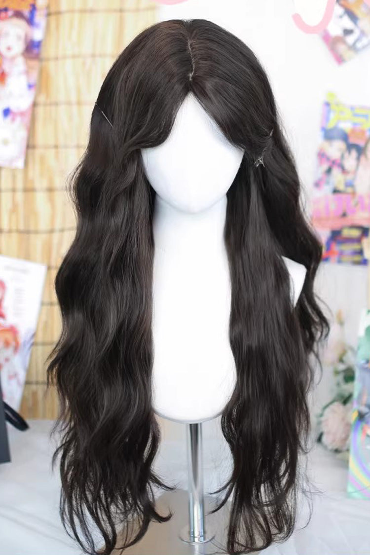 ブラック デイリー ミドルパート ナチュラル ロング カーリー スイート ロリータ ウィッグ
