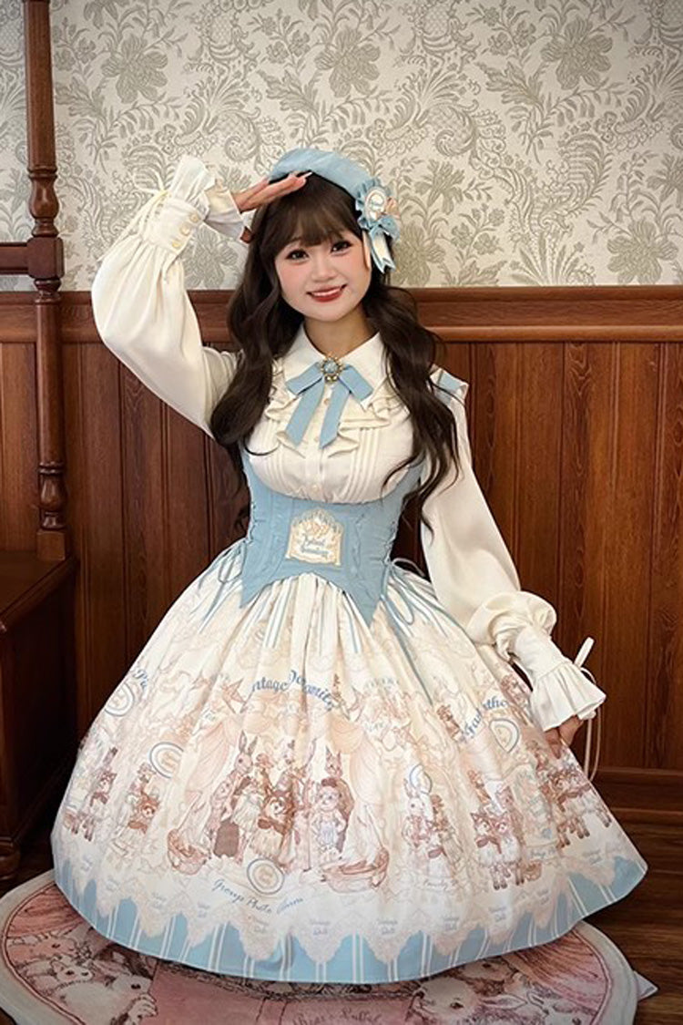 Doll's House Print Ruffle Embroidery Short Version Sweet Lolita Jsk Dress 2 Colors