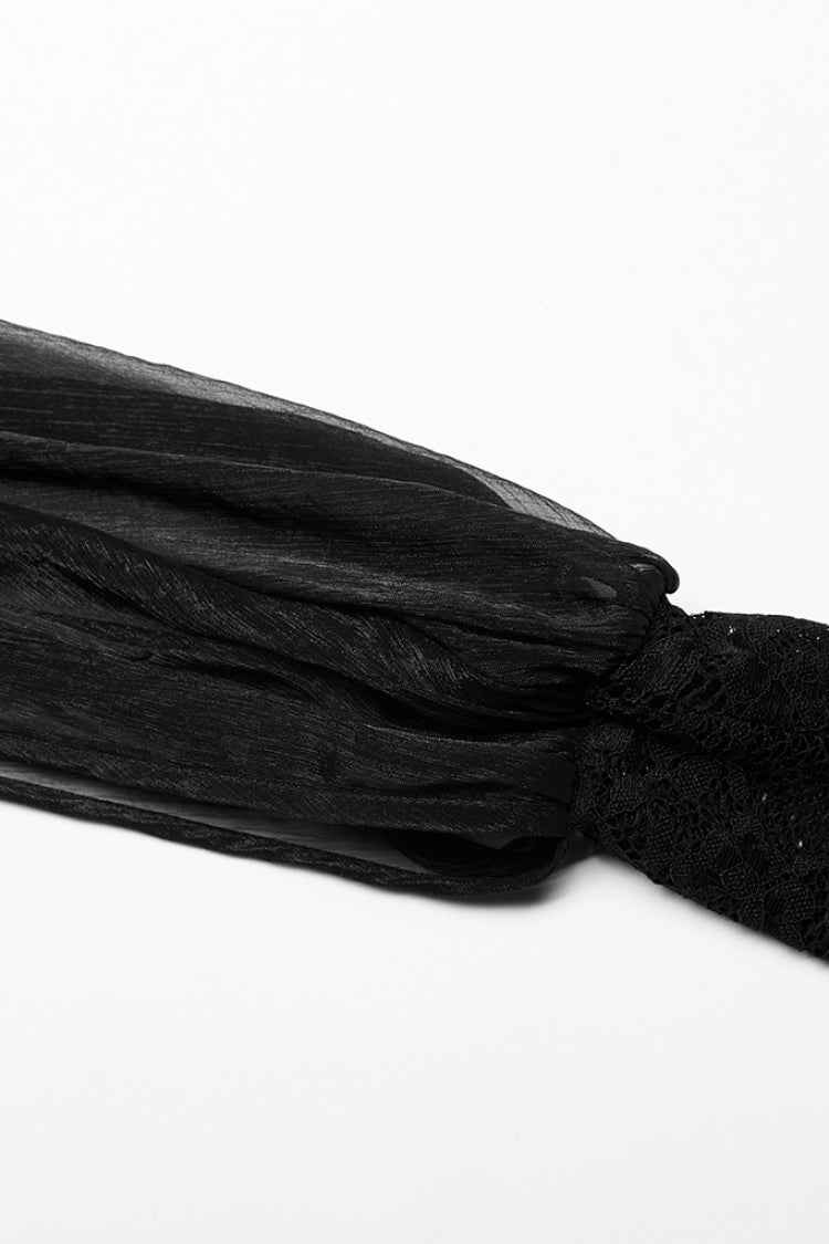 Black Off Shoulder Hollow Stitching Lace Irregular Women's Gothic Dress
