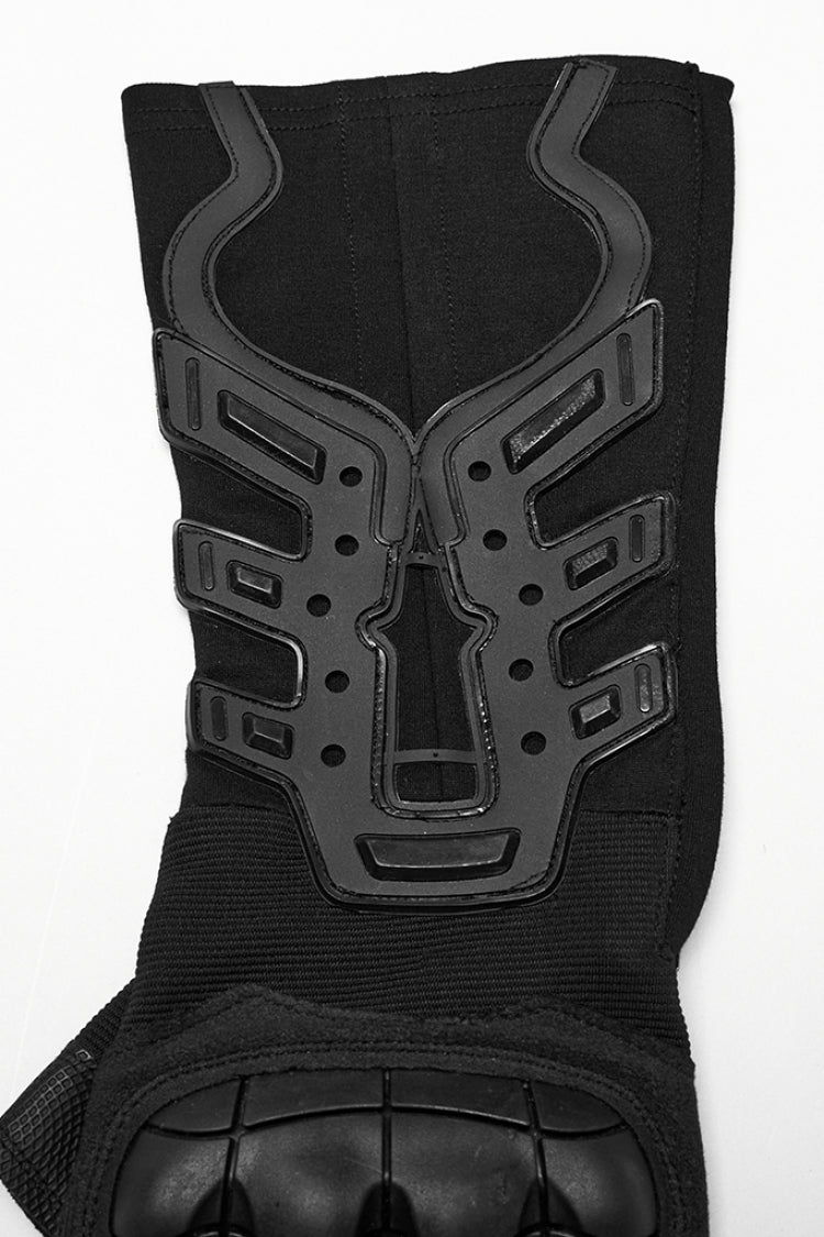 Black Men's Punk Cool Rubber Patched Half-finger Gloves