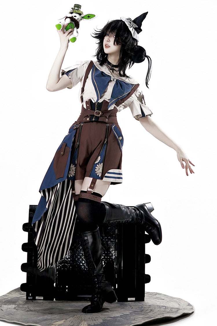 Brown [Inventor of Wonderful Equipment] Ouji Punk Cool Lolita Bib Shorts