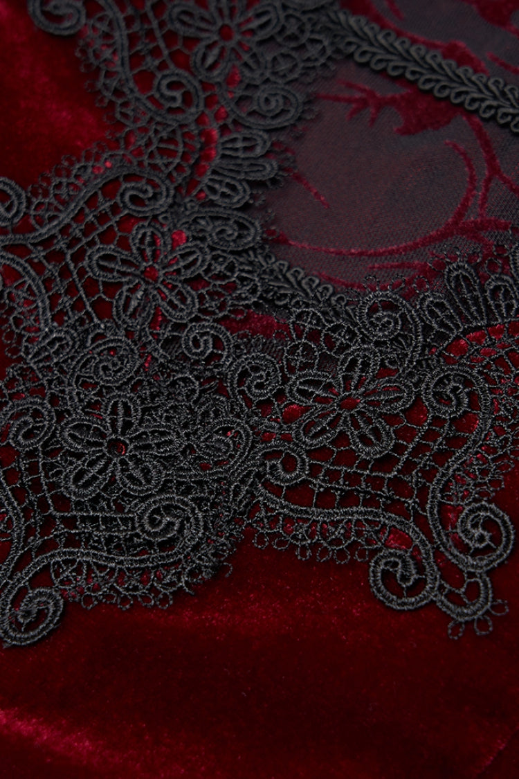 Sleeveless Stitching Lace-Up Mesh Women's Gothic Dress 2 Colors