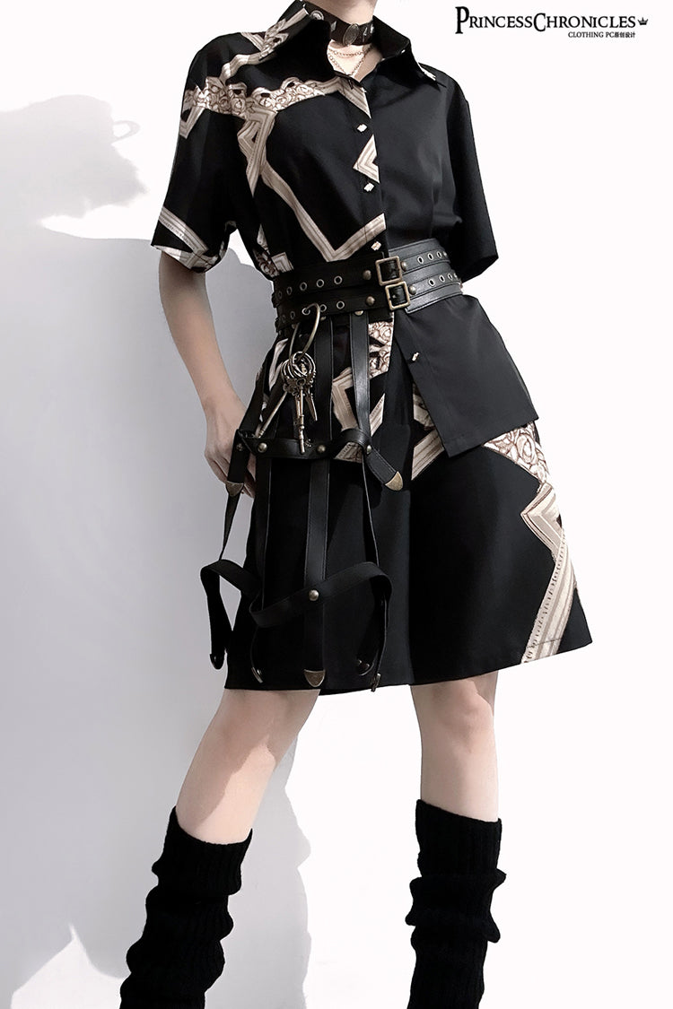 Black [Dream Void Mirror] Print Ouji Fashion Prince Handsome Lolita Shorts