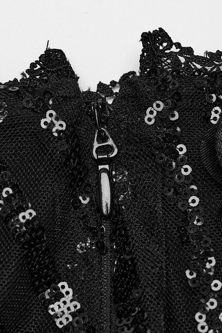 Black Women's Sequin Feather Gothic Skirt