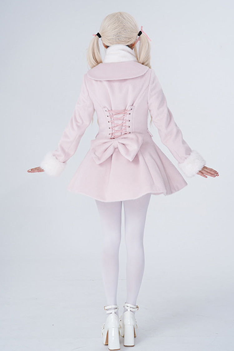 [First Love] Long Sleeves Faux Fox Fur Autumn Winter Wool Sweet Lolita Coat