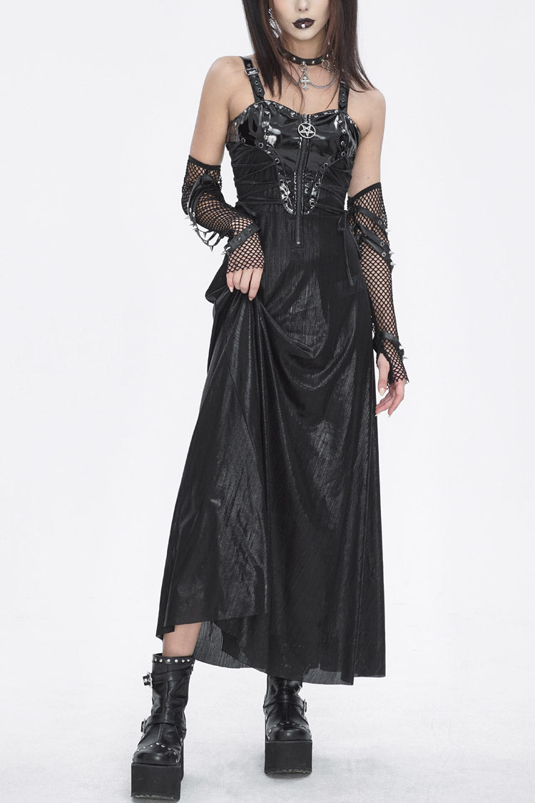 Black Buckle Strap Eyelets Womens Gothic Jsk Dress