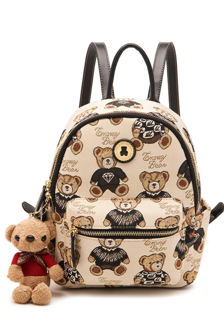 Bear Print College Style Sweet Lolita Backpack 3 Colors