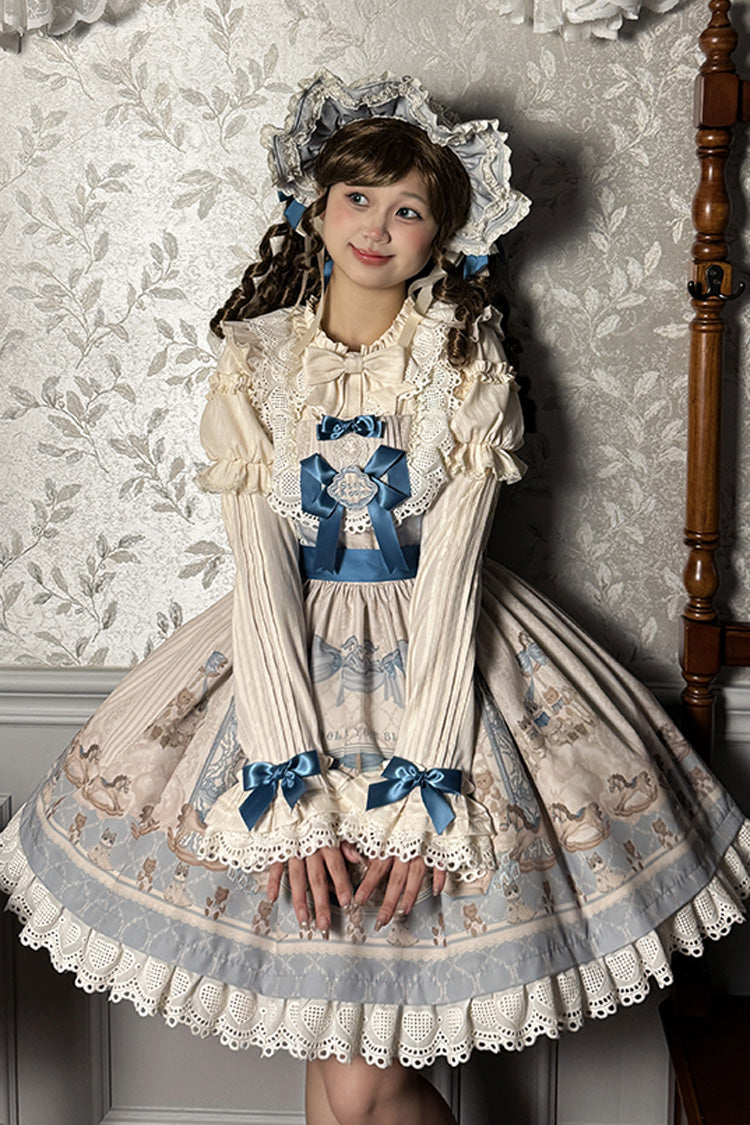 Sea Salt Fairy Tale Doll Sleeveless Print Ruffle Bowknot Sweet Lolita Jsk Dress 2 Colors