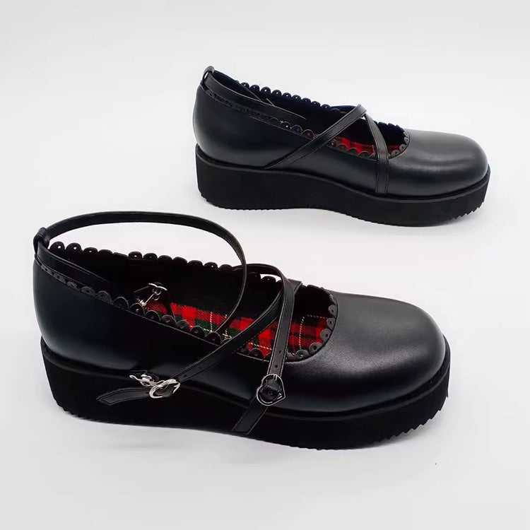 Black Doll Round Toe Soft Sister Cute Student Platform Shoes