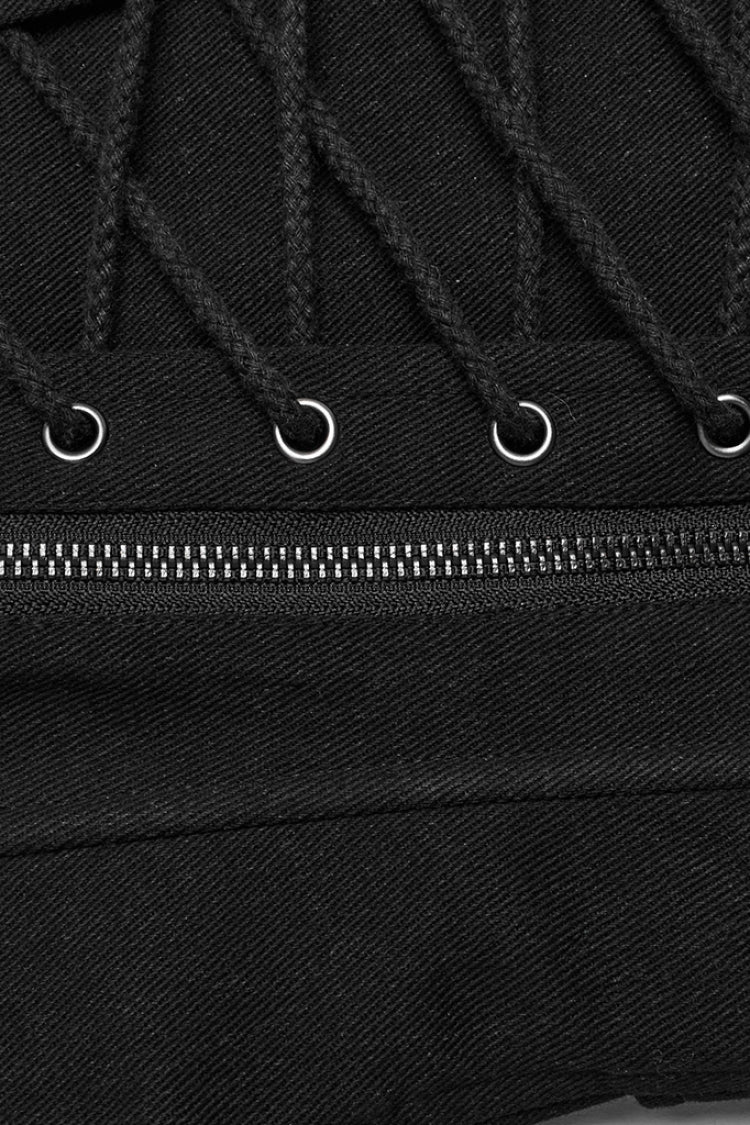 Black Stitching Mesh Cross Tied Rope Women's Steampunk Corset
