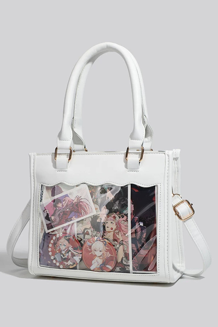 Gewellte, durchsichtige Fenster- und Gold-Hardware-Lolita-Ita-Tasche, Umhängetasche