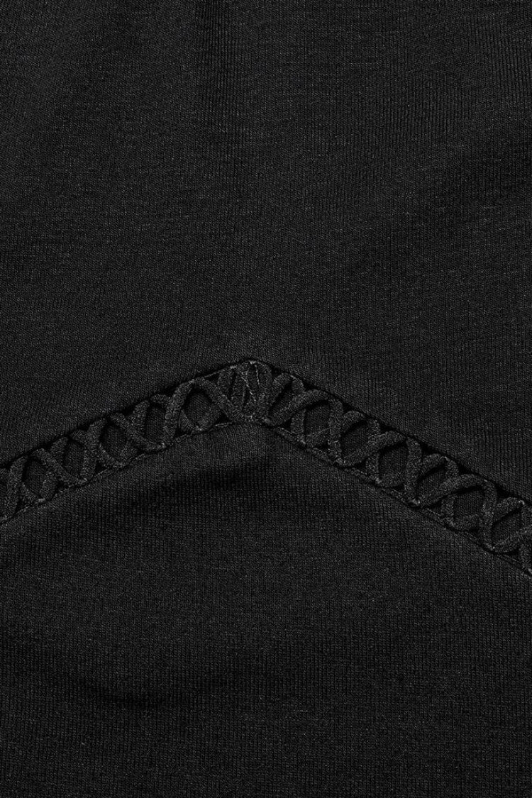 Black Off Shoulder Hollow Stitching Slim Mesh Womens Steampunk Vest