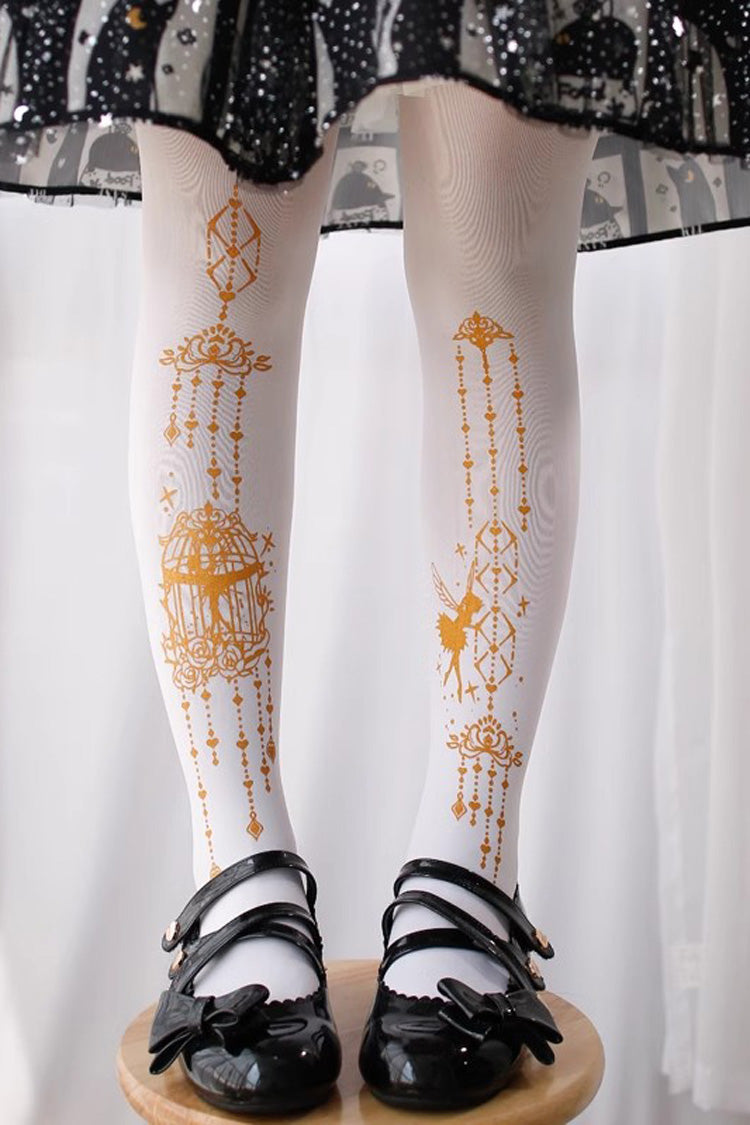 White Hot Stamping Print Sweet Lolita Pantyhose 11 Styles