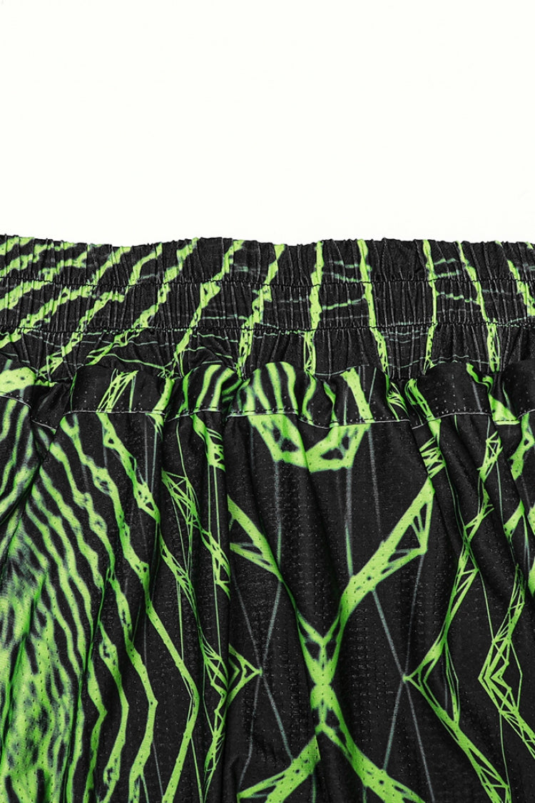 Green Halo Print Men's Sagging Pants
