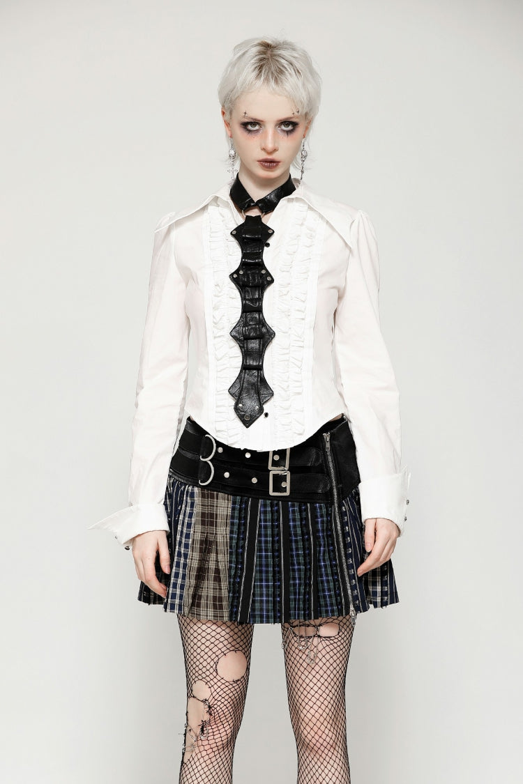 Black Irregular Women's Punk PU Necktie