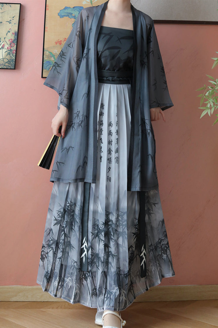 Women's Classic Chinese Handwriting Print Style Hanfu Dress 2 Colors