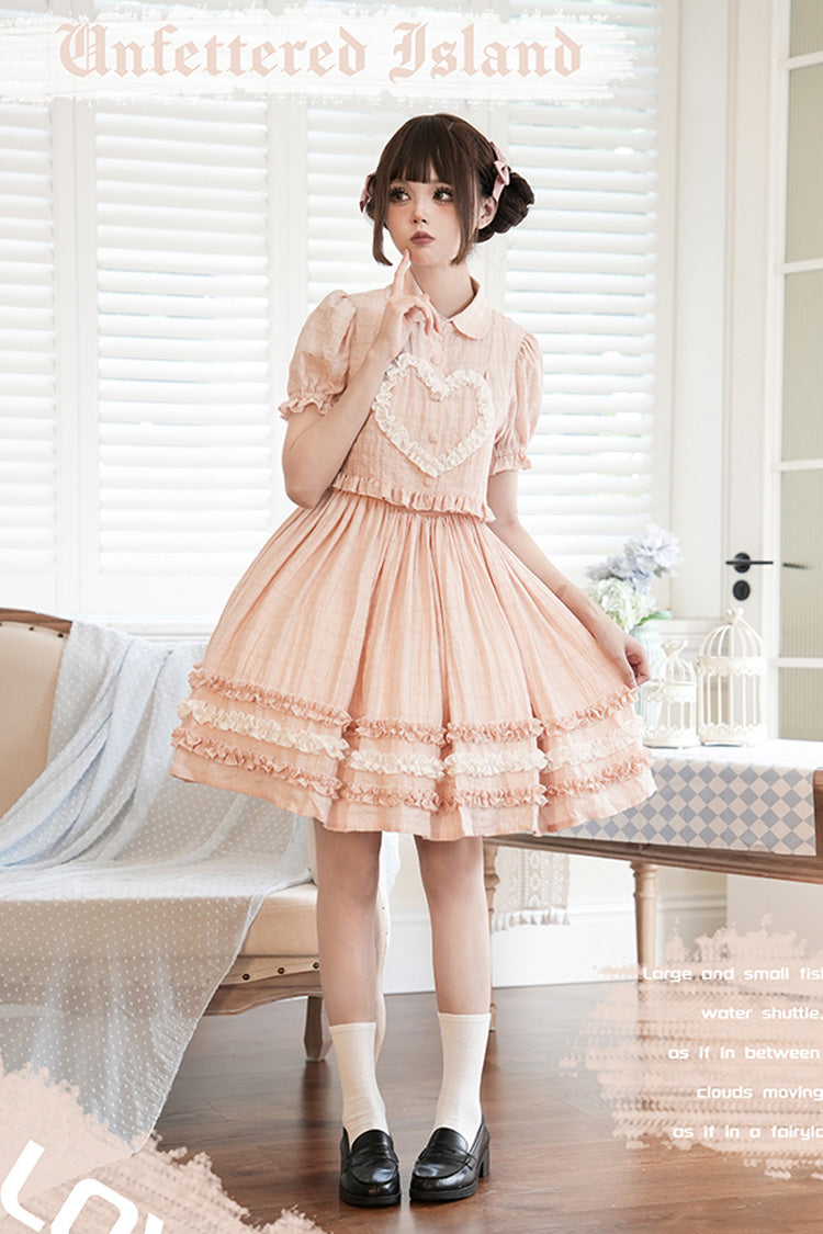 [Buji Island] Ärmelloses Rüschen-Bowknot-Süßes Lolita-Jsk-Kleid 4 Farben 