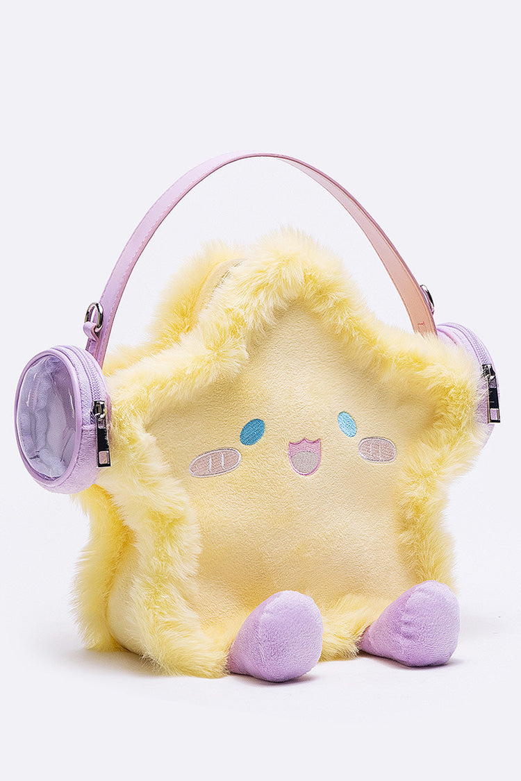 黄色のぬいぐるみヘッドフォンスター刺繍漫画甘いロリータ痛バッグ