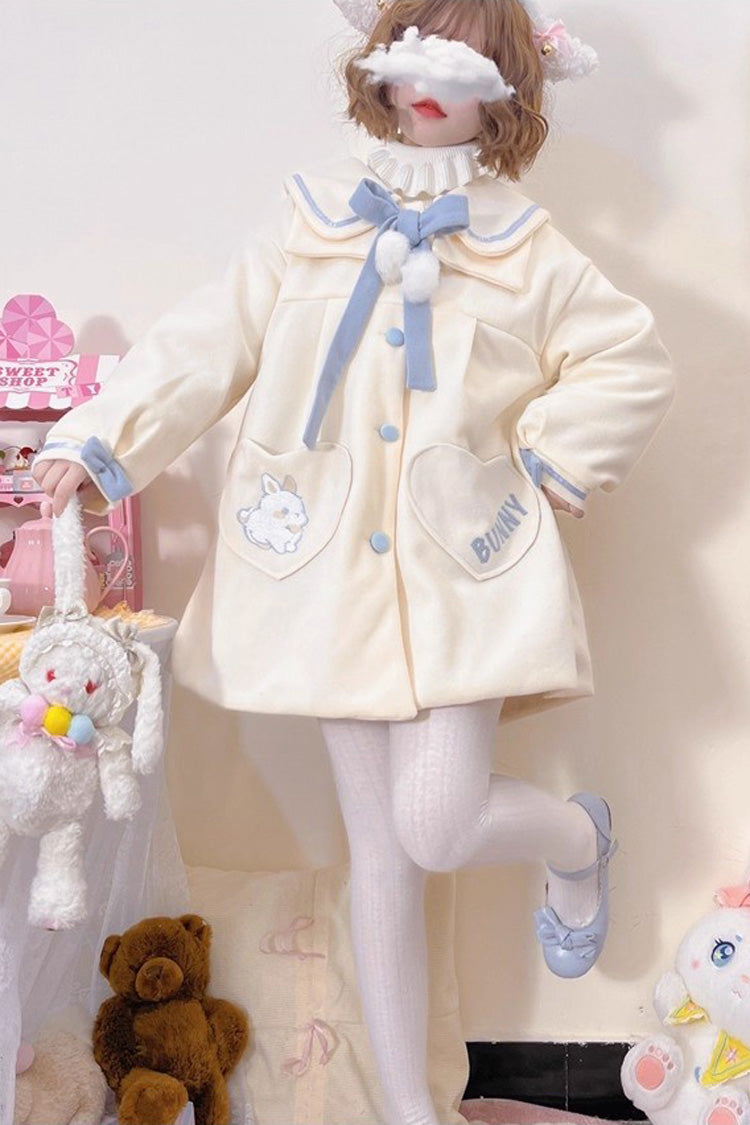 Beige Doll Collar Long Sleeves Bowknot Sweet Lolita Coat
