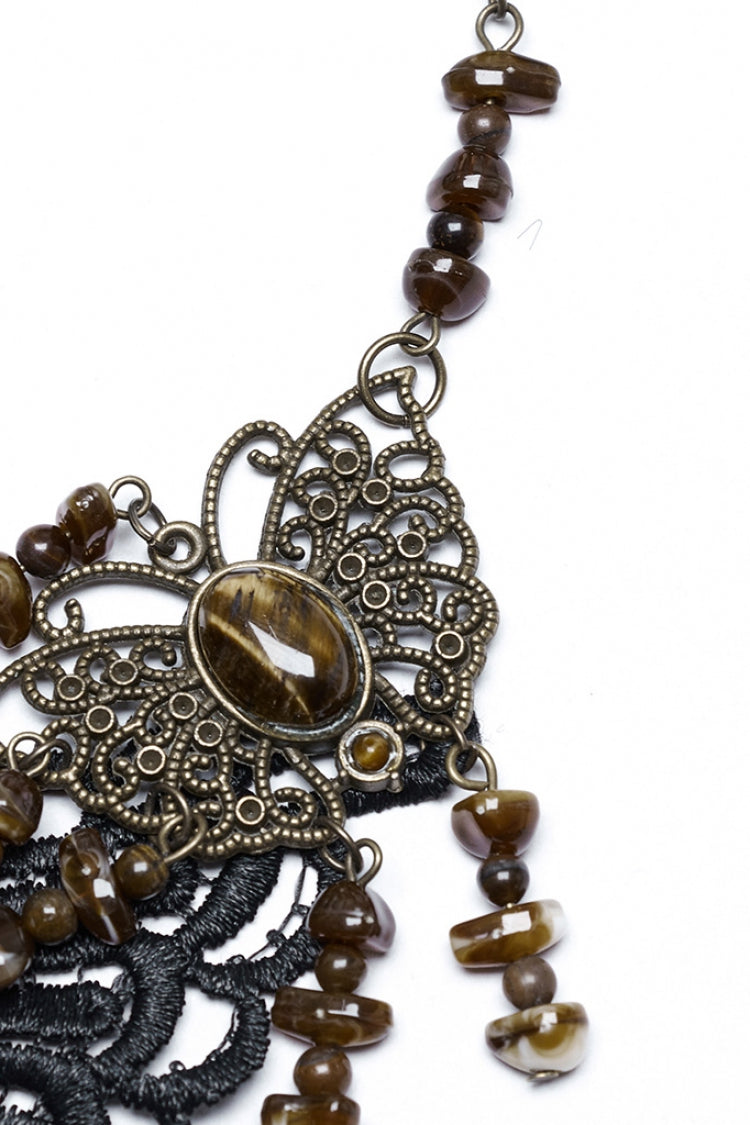 Brown Irregular Beaded Butterfly Women's Punk Necklace