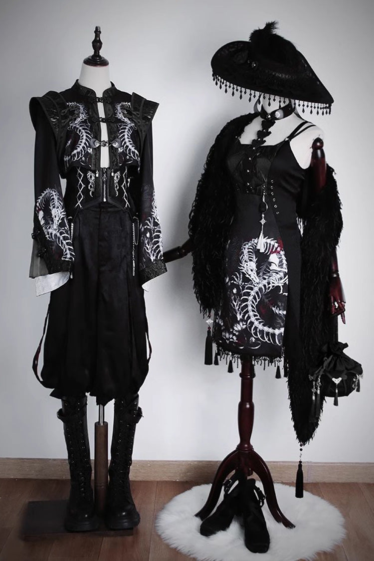 [Bone Dragon] Long Sleeves Print Ouji Fashion Classic Lolita Coat 2 Colors