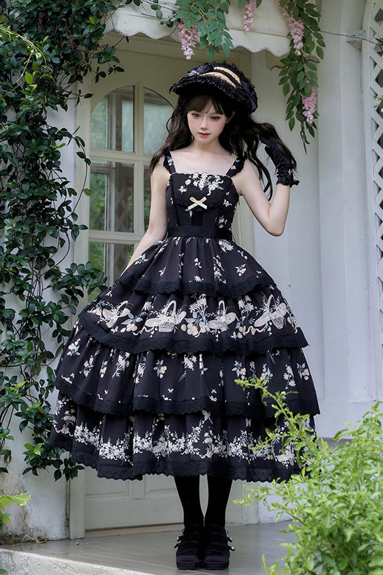 Letters and Poetry Multi-Layered Pastoral Style Print Embroidery Sweet Princess Lolita Jsk Dress 2 Colors