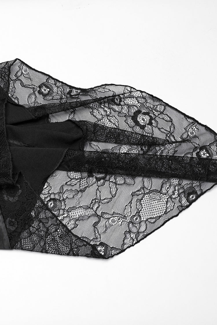 Black Long Sleeves Stitching Lace Irregular Women's Gothic Dress