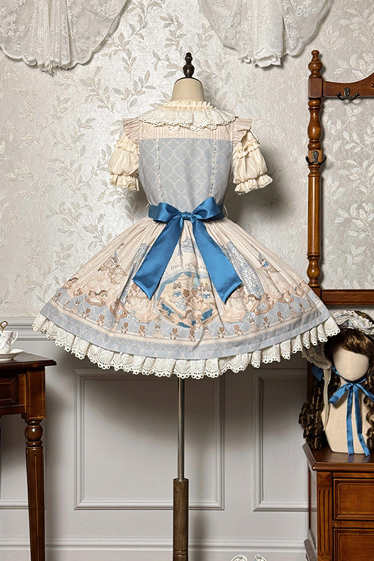 Sea Salt Fairy Tale Doll Sleeveless Print Ruffle Bowknot Sweet Lolita Jsk Dress 2 Colors
